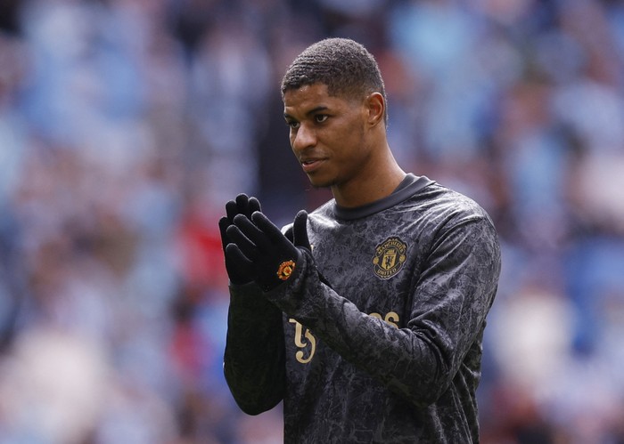 Marcus Rashford Soccer Football - FA Cup - Semi Final - Coventry City v Manchester United - Wembley Stadium, London, Britain - April 21, 2024 Manchester Uniteds Marcus Rashford during the warm up before the match Action Images via Reuters/Andrew Couldridge
