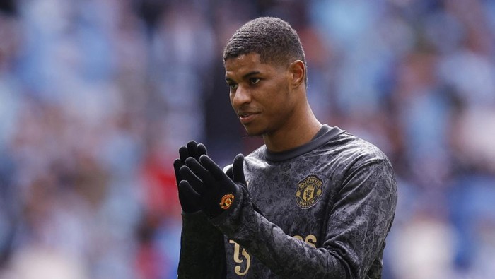 Soccer Football - FA Cup - Semi Final - Coventry City v Manchester United - Wembley Stadium, London, Britain - April 21, 2024  Manchester Uniteds Marcus Rashford during the warm up before the match Action Images via Reuters/Andrew Couldridge