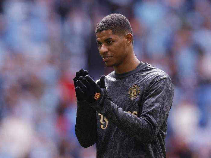 Soccer Football - FA Cup - Semi Final - Coventry City v Manchester United - Wembley Stadium, London, Britain - April 21, 2024  Manchester United's Marcus Rashford during the warm up before the match Action Images via Reuters/Andrew Couldridge