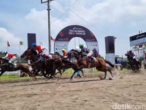 Serunya 198 Kuda Berpacu Perebutkan Piala Tiga Mahkota dan Pertiwi Cup Bantul