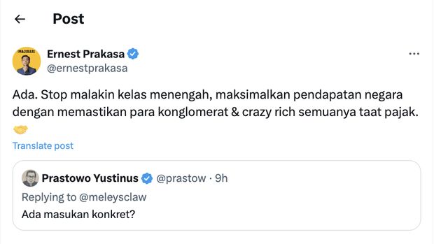 Cuitan Ernest Prakasa (Tangkapan layar @ernestprakasa)