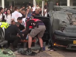 Penampakan Mobil Menteri Garis Keras Israel Terbalik Usai Terobos Lampu Merah