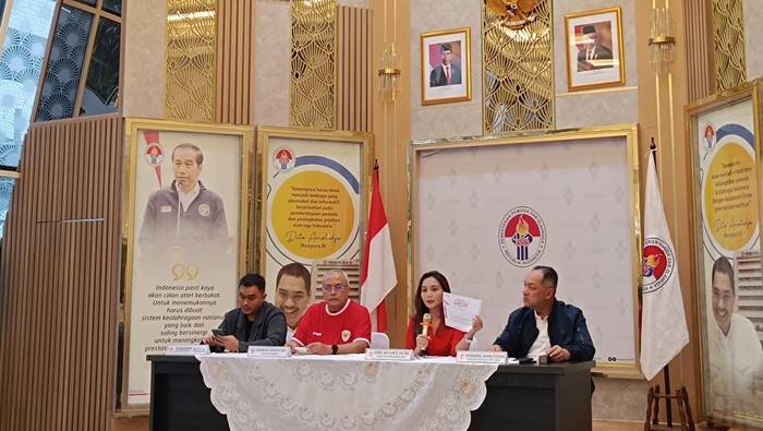 Konpers MNC soal Nobar Piala Asia U-23 2024 di Gedung Kemenpora, Jakarta.