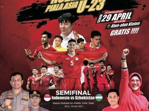 Nobar Semifinal Piala Asia U-23 di Alun-alun Klaten, Catat Aturannya!