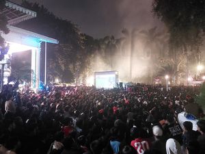 Nobar Indonesia Vs Uzbekistan, Warga Padati Halaman Balai Kota Bogor
