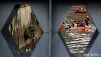 Pencarian Anak Tercebur Sungai di Karet Bivak Benhil