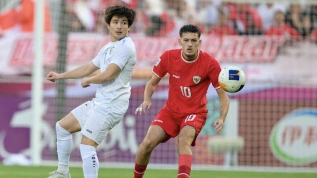 Justin Hubner saat Timnas Indonesia U-23 vs Uzbekistan di Piala Asia U-23 2024.