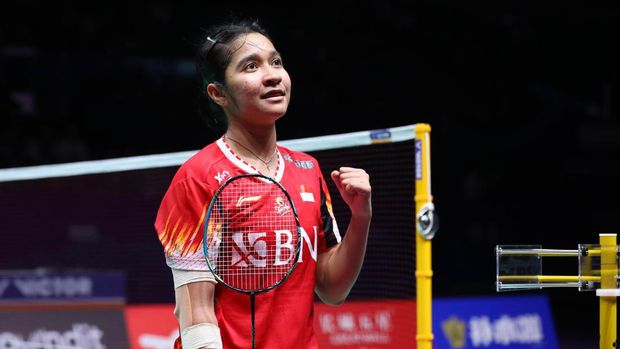 Ester Nurumi Tri Wardoyo di semifinal Uber Cup 2024 melawan Korea Selatan.