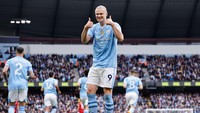 Haaland bahkan jadi pemain tercepat yang bikin enam kali hat-trick di Liga Inggris. Haaland cuma butuh 63 pertandingan (Getty Images)