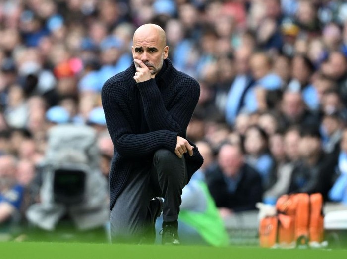 MANCHESTER, ENGLAND - MAY 04: Pep Guardiola, Manager of Manchester City,  during the Premier League match between Manchester City and Wolverhampton Wanderers at Etihad Stadium on May 04, 2024 in Manchester, England. (Photo by Michael Regan/Getty Images)
