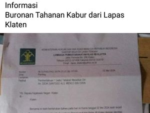 Belum Tertangkap, Menco Tahanan Kabur Lapas Klaten Masuk DPO