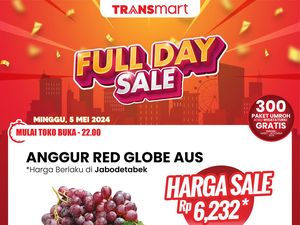 Transmart Full Day Sale! Anggur Red Globe Diobral Mulai dari Rp 6 Ribuan