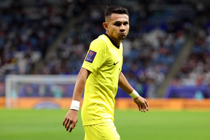 AL WAKRAH, QATAR - JANUARY 15: Faisal Halim of Malaysia during the AFC Asian Cup Group E match between Malaysia and Jordan at Al Janoub Stadium on January 15, 2024 in Al Wakrah, Qatar. (Photo by Lintao Zhang/Getty Images)