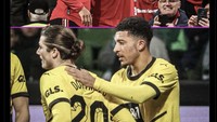 Selain Sancho, Marcel Sabitzer yang sempat dipinjam MU pun ikut marak di sejumlah meme. Keduanya kini akan tampil di final Liga Champions. Foto: dok. Internet/X (Twitter)