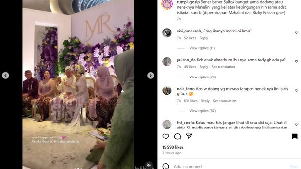 Ekspresi nenek Mahalini di pernikahan sang cucu yang menjadi sorotan.