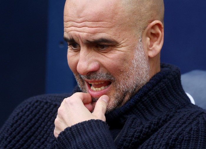 Soccer Football - Premier League - Manchester City v Wolverhampton Wanderers - Etihad Stadium, Manchester, Britain - May 4, 2024  Manchester City manager Pep Guardiola before the match Action Images via Reuters/Lee Smith NO USE WITH UNAUTHORIZED AUDIO, VIDEO, DATA, FIXTURE LISTS, CLUB/LEAGUE LOGOS OR LIVE SERVICES. ONLINE IN-MATCH USE LIMITED TO 45 IMAGES, NO VIDEO EMULATION. NO USE IN BETTING, GAMES OR SINGLE CLUB/LEAGUE/PLAYER PUBLICATIONS.