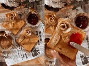 Cantik! Roti Panggang Ini Diberi Hiasan Roti Bunga Mawar Cantik! Roti Panggang Ini Diberi Hiasan Roti Bunga Mawar