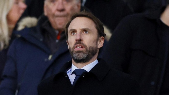 Soccer Football - Premier League - Brighton & Hove Albion v Manchester City - The American Express Community Stadium, Brighton, Britain - April 25, 2024 England manager Gareth Southgate in the stands before the match Action Images via Reuters/Peter Cziborra NO USE WITH UNAUTHORIZED AUDIO, VIDEO, DATA, FIXTURE LISTS, CLUB/LEAGUE LOGOS OR LIVE SERVICES. ONLINE IN-MATCH USE LIMITED TO 45 IMAGES, NO VIDEO EMULATION. NO USE IN BETTING, GAMES OR SINGLE CLUB/LEAGUE/PLAYER PUBLICATIONS.