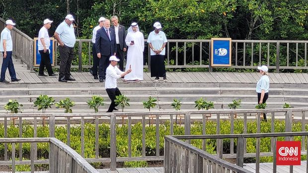 Presiden Joko Widodo (Jokowi) dan pemimpin negara peserta World Water Forum ke-10 mengunjungi Taman Hutan Raya (Tahura) Ngurah Rai, Bali pada Senin (20/5) sore.