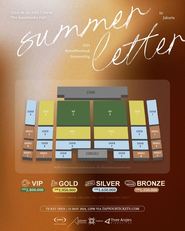 Seating Plan Fan Meeting Byeon Woo Seok 2024 di Jakarta (Foto: Instagram @threeanglesproduction)