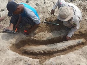 Warga Blora Temukan Fosil Gading Gajah Purba di Sungai Bengawan Solo