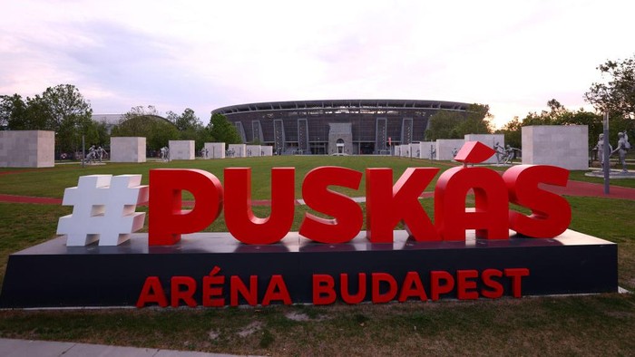 BUDAPEST, HUNGARY - MAY 30: General view outside the stadium prior to the UEFA Europa League 2022/23 final match between Sevilla FC and AS Roma at Puskas Arena on May 30, 2023 in Budapest, Hungary. (Photo by Clive Rose/Getty Images)