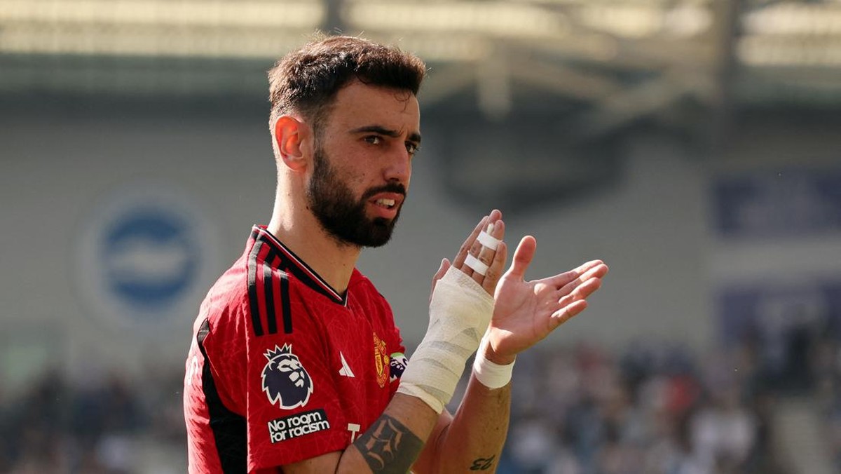 Bruno Fernandes takkan tinggalkan Manchester United (REUTERS/David Klein)