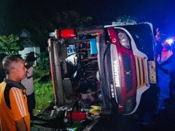 Sopir Bus Study Tour yang Terguling di OKI Masih Diburu Polisi