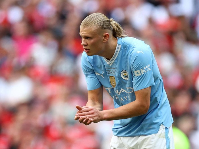 Soccer Football - FA Cup - Final - Manchester City v Manchester United - Wembley Stadium, London, Britain - May 25, 2024 Manchester City's Erling Braut Haaland reacts REUTERS/Hannah Mckay