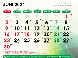 Kalender Bulan Juni 2024 Lengkap Masehi, Hijriah, dan Weton Kalender Bulan Juni 2024 Lengkap Masehi, Hijriah, dan Weton