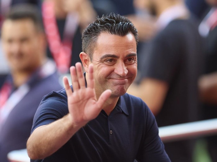 SEVILLE, SPAIN - MAY 26: Xavi, Head Coach of FC Barcelona, looks on before the LaLiga EA Sports match between Sevilla FC and FC Barcelona at Estadio Ramon Sanchez Pizjuan on May 26, 2024 in Seville, Spain. (Photo by Fran Santiago/Getty Images)