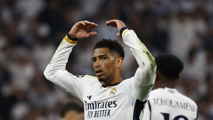 Soccer Football - Champions League - Semi Final - Second Leg - Real Madrid v Bayern Munich - Santiago Bernabeu, Madrid, Spain - May 8, 2024  Real Madrids Jude Bellingham reacts REUTERS/Susana Vera