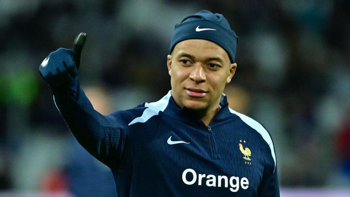 MARSEILLE, FRANCE - MARCH 26  Kylian Mbappé Of France react during the international friendly match between France and Chile at Stade Velodrome on March 26, 2024 in Marseille, France.(Photo by Christian Liewig - Corbis/Getty Images)