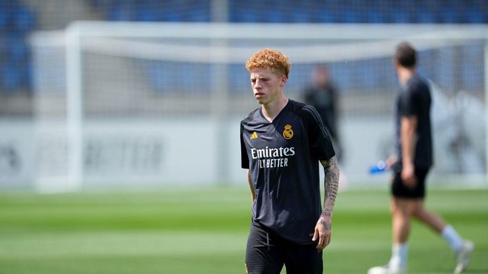 VALDEBEBAS, SPAIN - MAY 27: Jeremy de Leon during the Media Day of Real Madrid ahead the Final of the UEFA Champions League against Borussia Dortmund at Ciudad Deportiva Real Madrid on May 27, 2024 in Valdebebas, Madrid, Spain. (Photo By Oscar J. Barroso/Europa Press via Getty Images)