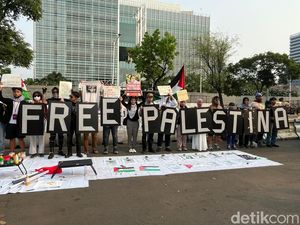 All Eyes On Rafah, Massa Gelar Aksi Bela Palestina di Depan Kedubes AS