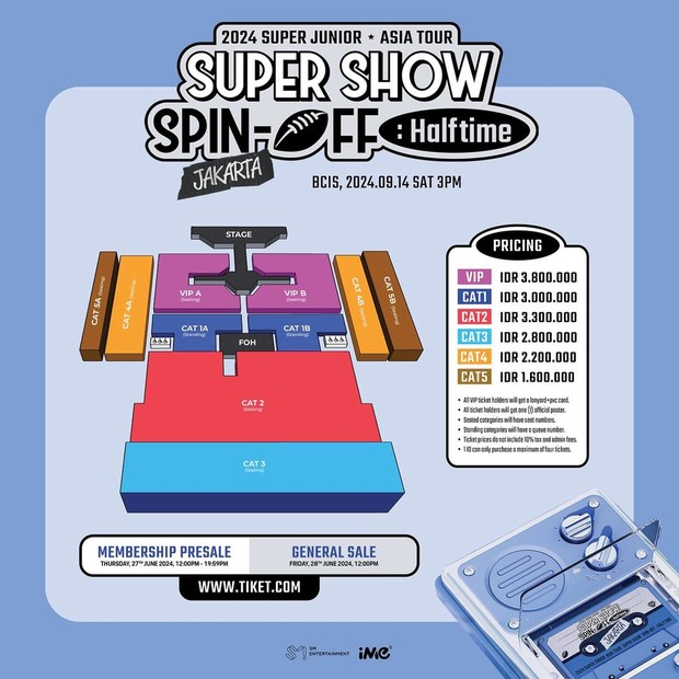 Potret seatplan dan pricelist konser Super Junior 'Super Show Spin-Off Halftime