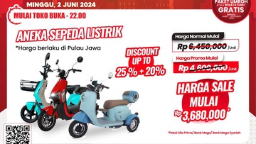 Sepeda Listrik Murah Mulai Rp 3 Jutaan di Transmart Full Day Sale