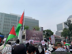 Aksi Bela Palestina All Eyes On Rafah Kembali Digelar di Kedubes AS