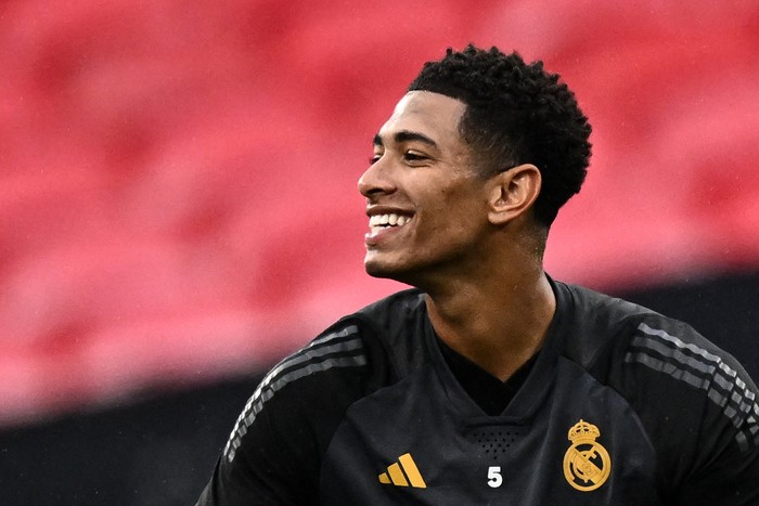 Soccer Football - Champions League - Final - Real Madrid Training - Wembley Stadium, London, Britain - May 31, 2024 Real Madrids Jude Bellingham during training REUTERS/Dylan Martinez
