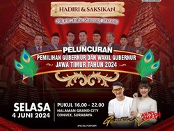Peluncuran Pemilihan Gubernur Jatim Dimeriahkan Happy Asmara-Gildcoustic