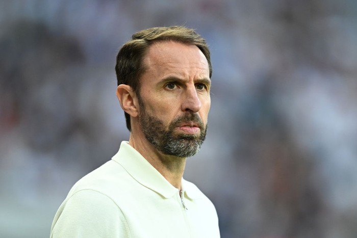 Gareth Southgate NEWCASTLE UPON TYNE, ENGLAND - JUNE 03: Gareth Southgate, Manager of England men's senior team, looks on during the international friendly match between England and Bosnia & Herzegovina at St James' Park on June 03, 2024 in Newcastle upon Tyne, England. (Photo by Michael Regan - The FA/The FA via Getty Images)