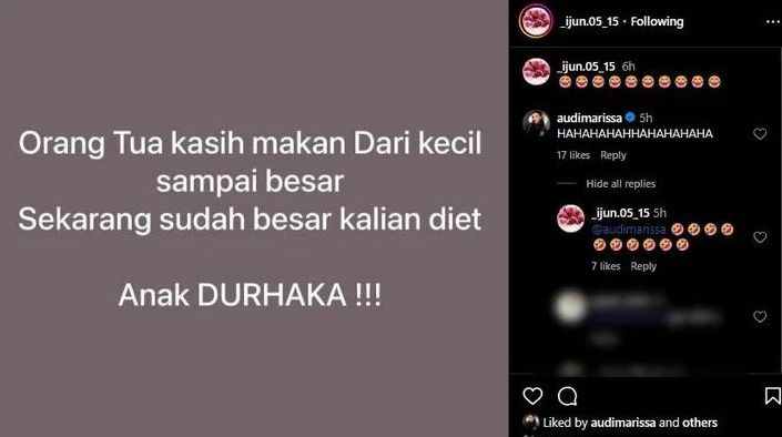 Unggahan Ibu Audi Marissa tentang anak durhaka