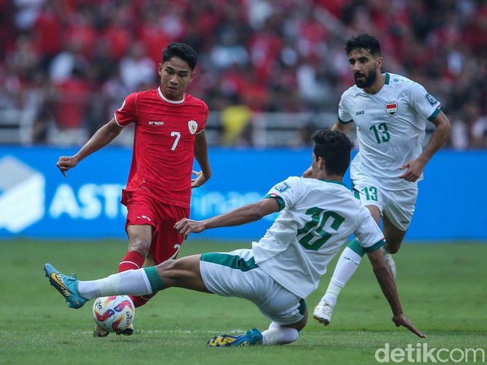 Timnas Indonesia bentrok dengan Irak pada Kualifikasi Piala Dunia 2026 zona Asia. Pertandingan berlangsung di Stadion Gelora Bung Karno, Jakarta, Kamis (6/6/2024) sore WIB.
