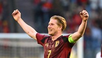 Kevin De Bruyne di tempat ketiga. Bersama Timnas Belgia, De Bruyne sudah koleksi 52 assist (Photonews via Getty Images/Photonews)