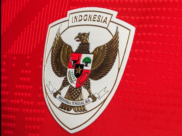 Logo Garuda di jersey Timnas Indonesia.