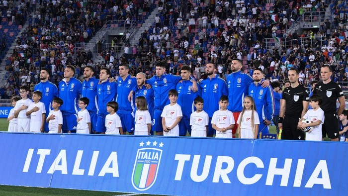 The Italy National Team is playing during the International Friendly Match against the Turkey National Team at Renato DallAra Stadium in Bologna, Italy, on June 4, 2024. (Photo by Domenico Cippitelli/NurPhoto via Getty Images)