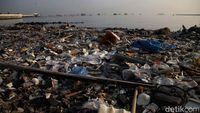 Potret Sampah Plastik Penuhi Pantai Cilincing