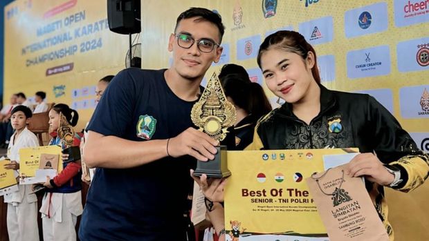 Bripda Gaby, polwan Polresta Sidoarjo yang sukses menjangkau juara karate 3 klasifikasi di Mageti 2024.