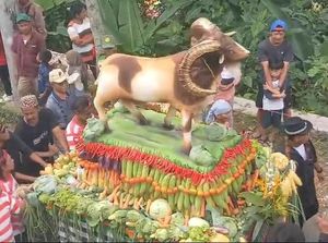 Sedekah Bumi Warga Lereng Arjuno Prigen, 46 Ancak Hasil Bumi Jadi Rebutan
