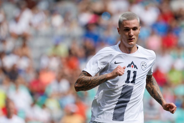 LJUBLJANA, SLOVENIA - JUNE 8: Benjamin Sesko of Slovenia  during the  International Friendly match between Slovenia  v Bulgaria at the Stadium Stozice on June 8, 2024 in Ljubljana Slovenia (Photo by Damjan Zibert/Soccrates/Getty Images)